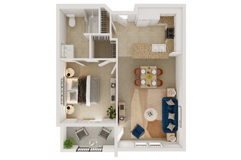 Unit1B Floor Plan at Tesoro Senior Apartments, California